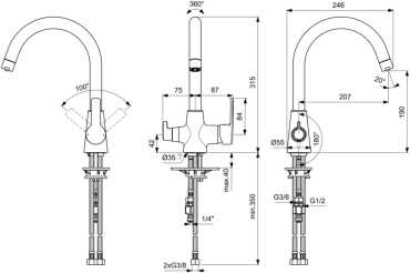 A kitchen mixer Vidima Calista with a two-way spout, for combination with a filter